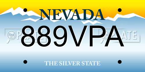 889VPA Nevada License Plate