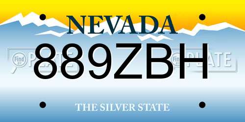 889ZBH Nevada License Plate