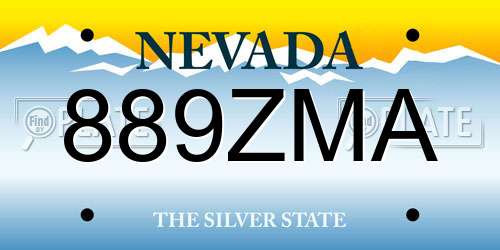 889ZMA Nevada License Plate