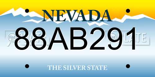 88AB291 Nevada License Plate