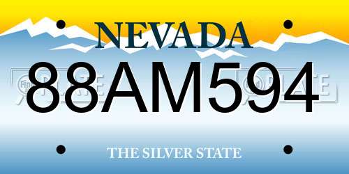 88AM594 Nevada License Plate