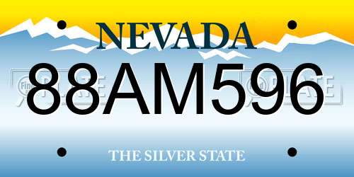 88AM596 Nevada License Plate