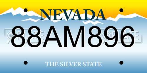 88AM896 Nevada License Plate