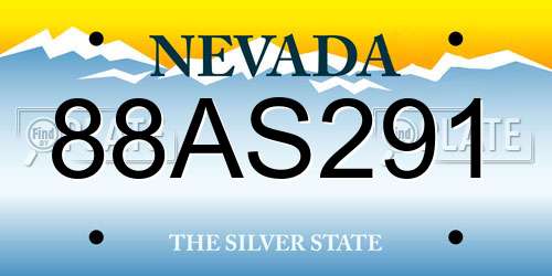 88AS291 Nevada License Plate