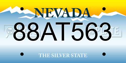 88AT563 Nevada License Plate