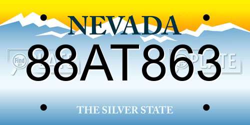 88AT863 Nevada License Plate