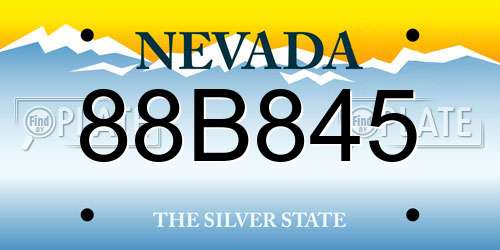 88B845 Nevada License Plate