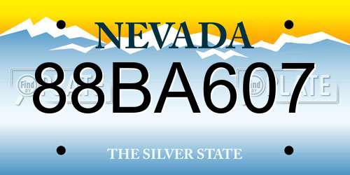88BA607 Nevada License Plate