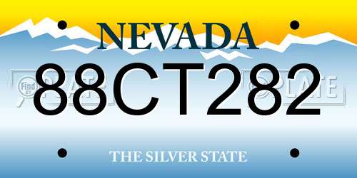 88CT282 Nevada License Plate