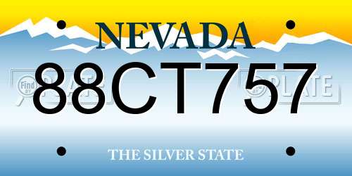 88CT757 Nevada License Plate