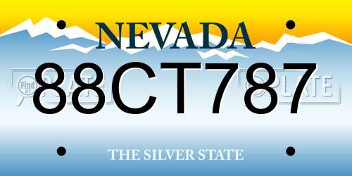 88CT787 Nevada License Plate