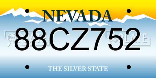 88CZ752 Nevada License Plate