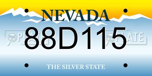 88D115 Nevada License Plate