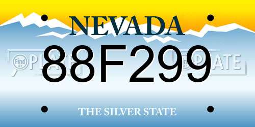 88F299 Nevada License Plate