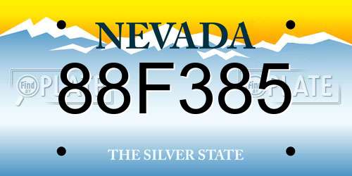 88F385 Nevada License Plate