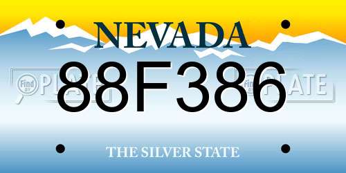 88F386 Nevada License Plate