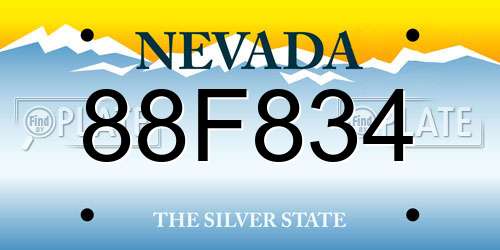 88F834 Nevada License Plate