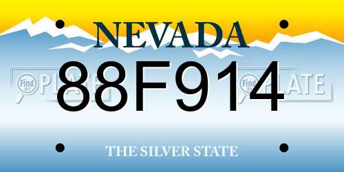 88F914 Nevada License Plate