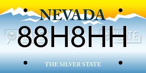 88H8HH Nevada License Plate