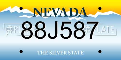 88J587 Nevada License Plate