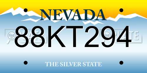 88KT294 Nevada License Plate