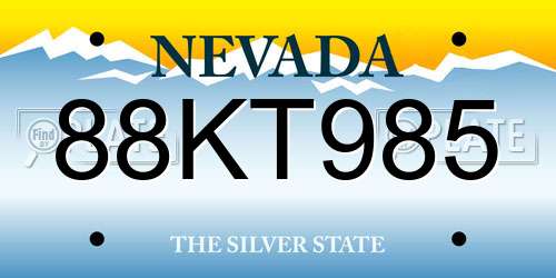 88KT985 Nevada License Plate