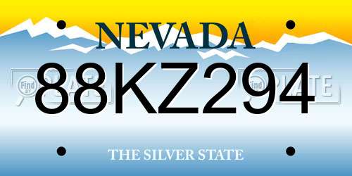 88KZ294 Nevada License Plate