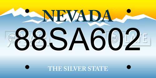88SA602 Nevada License Plate