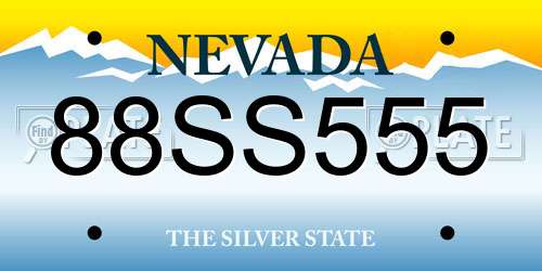88SS555 Nevada License Plate
