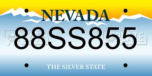 88SS855 Nevada License Plate