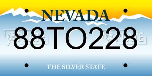 88TO228 Nevada License Plate