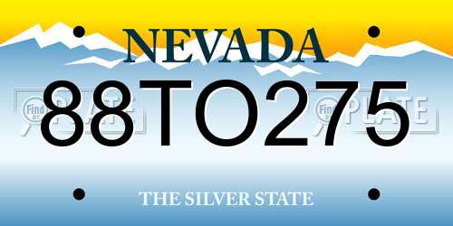 88TO275 Nevada License Plate