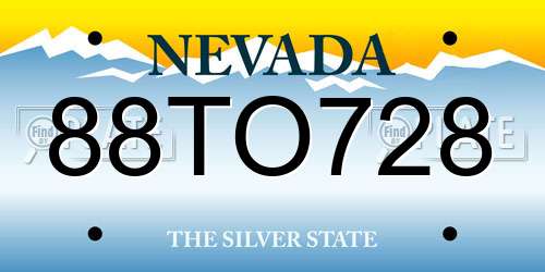 88TO728 Nevada License Plate