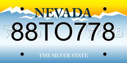 88TO778 Nevada License Plate