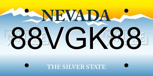 88VGK88 Nevada License Plate