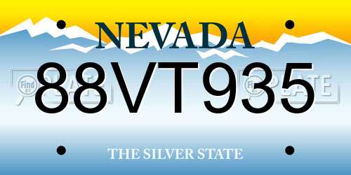 88VT935 Nevada License Plate