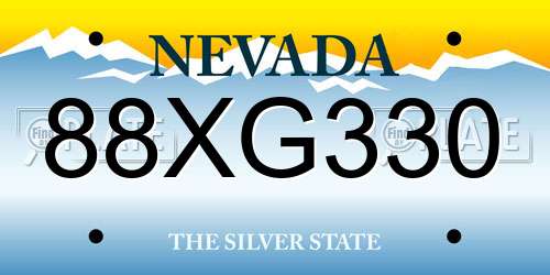 88XG330 Nevada License Plate