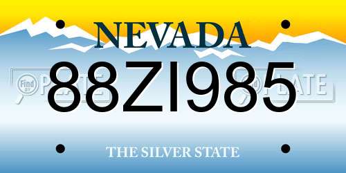 88ZI985 Nevada License Plate
