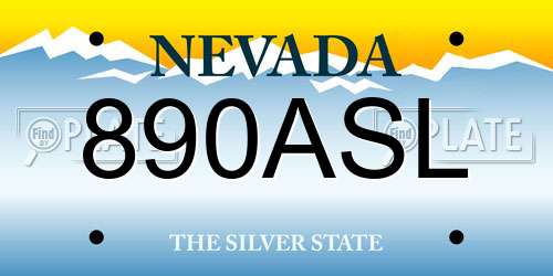 890ASL Nevada License Plate