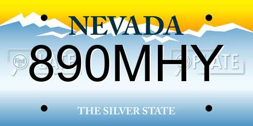 890MHY Nevada License Plate