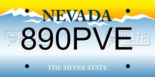 890PVE Nevada License Plate