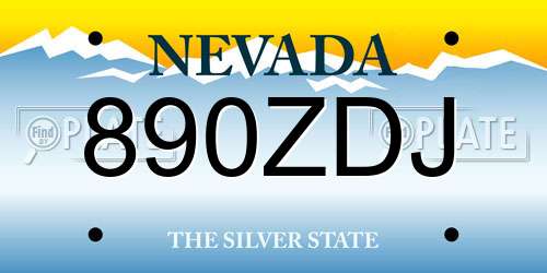 890ZDJ Nevada License Plate