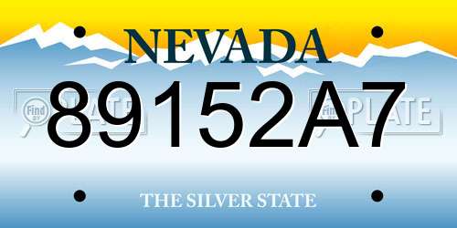 89152A7 Nevada License Plate