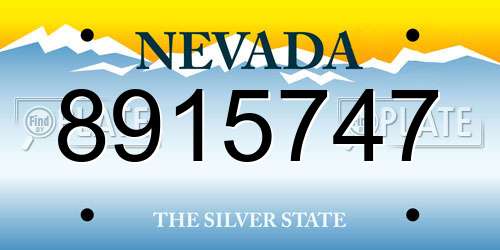 8915747 Nevada License Plate