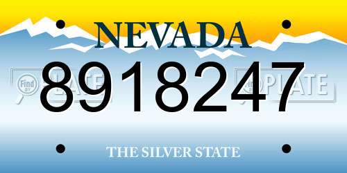 8918247 Nevada License Plate