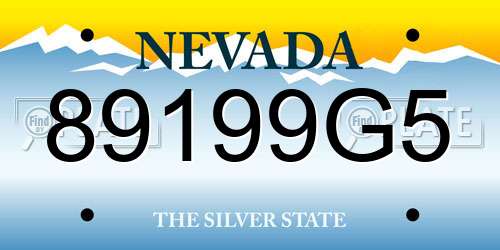 89199G5 Nevada License Plate