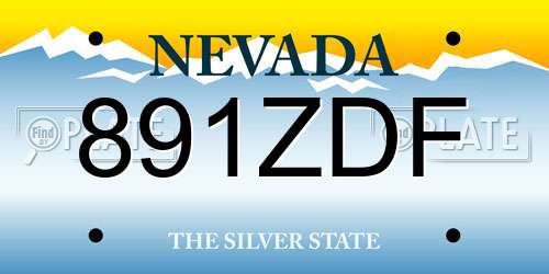 891ZDF Nevada License Plate