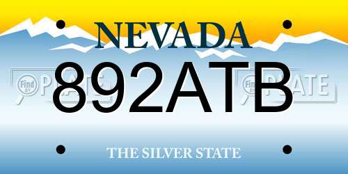 892ATB Nevada License Plate