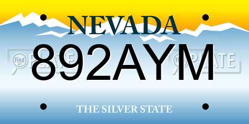 892AYM Nevada License Plate