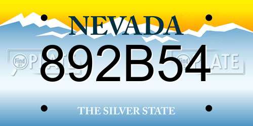 892B54 Nevada License Plate